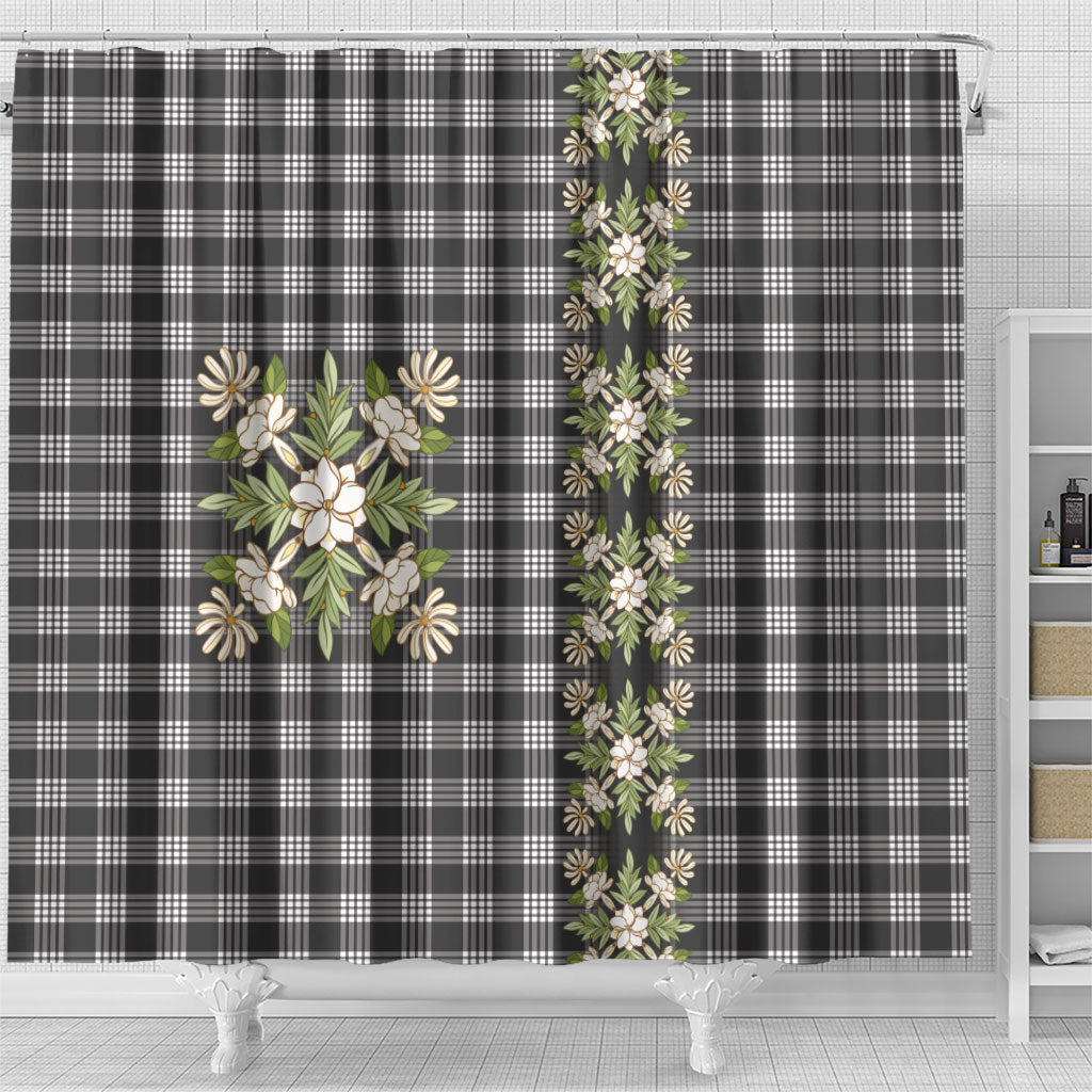 Pauli Hawai'i Palaka Squares Maile Leaf Shower Curtain Flowers Hawaiian Quilt Patterns LT9 - Polynesian Pride