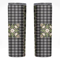 Pauli Hawai'i Palaka Squares Maile Leaf Skinny Tumbler Flowers Hawaiian Quilt Patterns LT9 Soft Black - Polynesian Pride