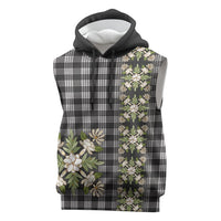 Pauli Hawai'i Palaka Squares Maile Leaf Sleeveless Hoodie Flowers Hawaiian Quilt Patterns LT9 Soft Black - Polynesian Pride