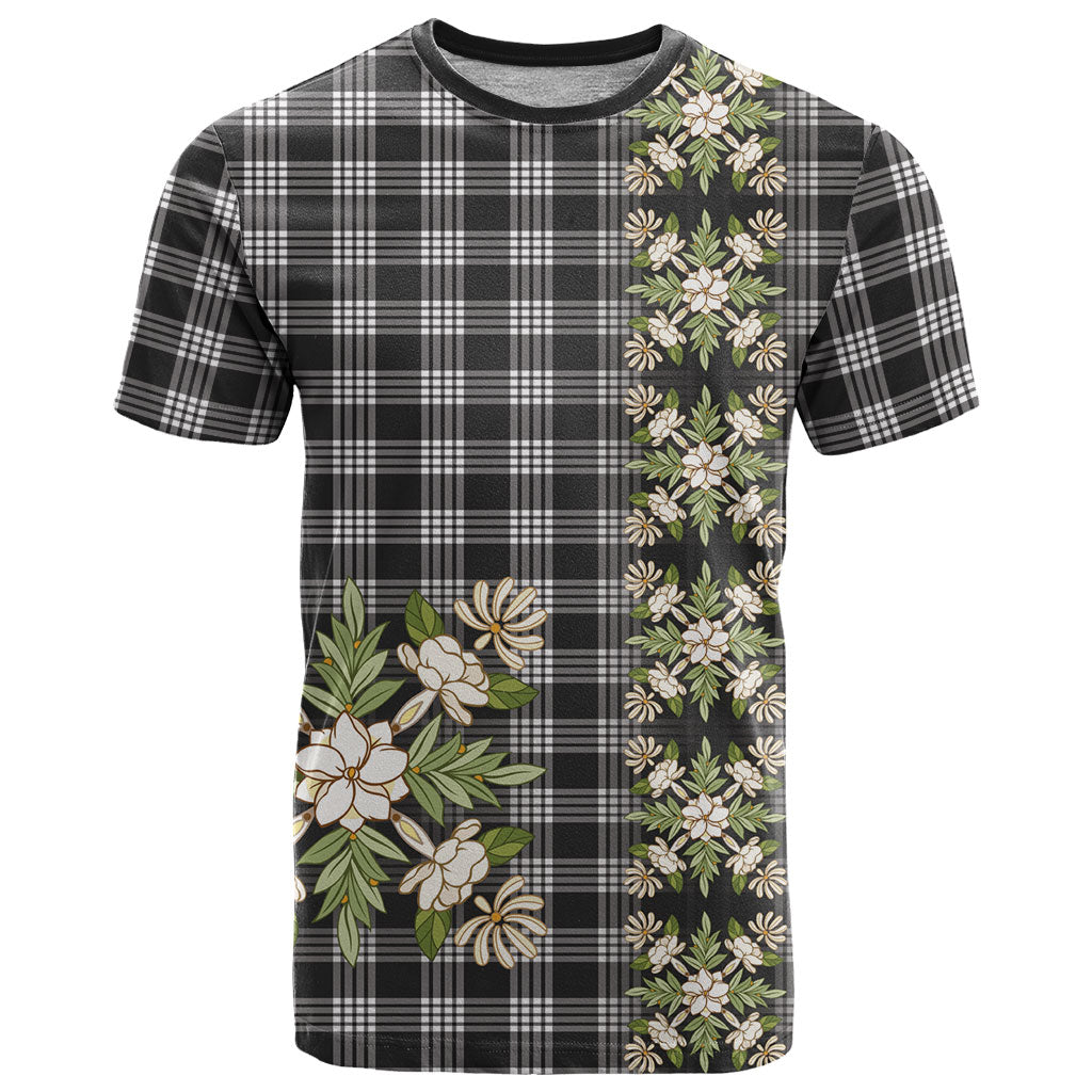 Pauli Hawai'i Palaka Squares Maile Leaf T Shirt Flowers Hawaiian Quilt Patterns LT9 Soft Black - Polynesian Pride