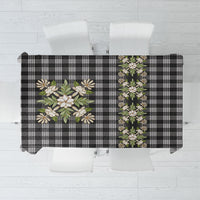 Pauli Hawai'i Palaka Squares Maile Leaf Tablecloth Flowers Hawaiian Quilt Patterns LT9 Soft Black - Polynesian Pride