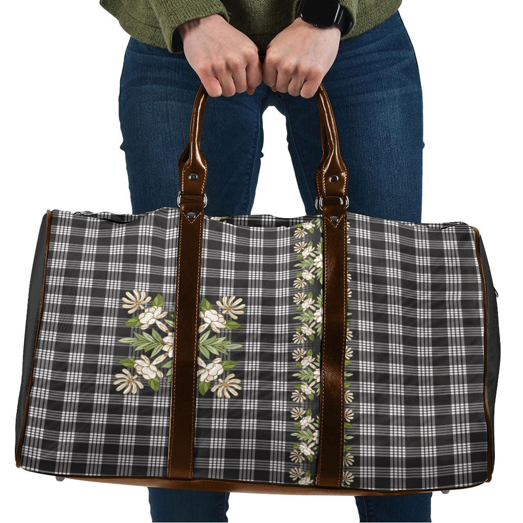 Pauli Hawai'i Palaka Squares Maile Leaf Travel Bag Flowers Hawaiian Quilt Patterns LT9 Soft Black - Polynesian Pride