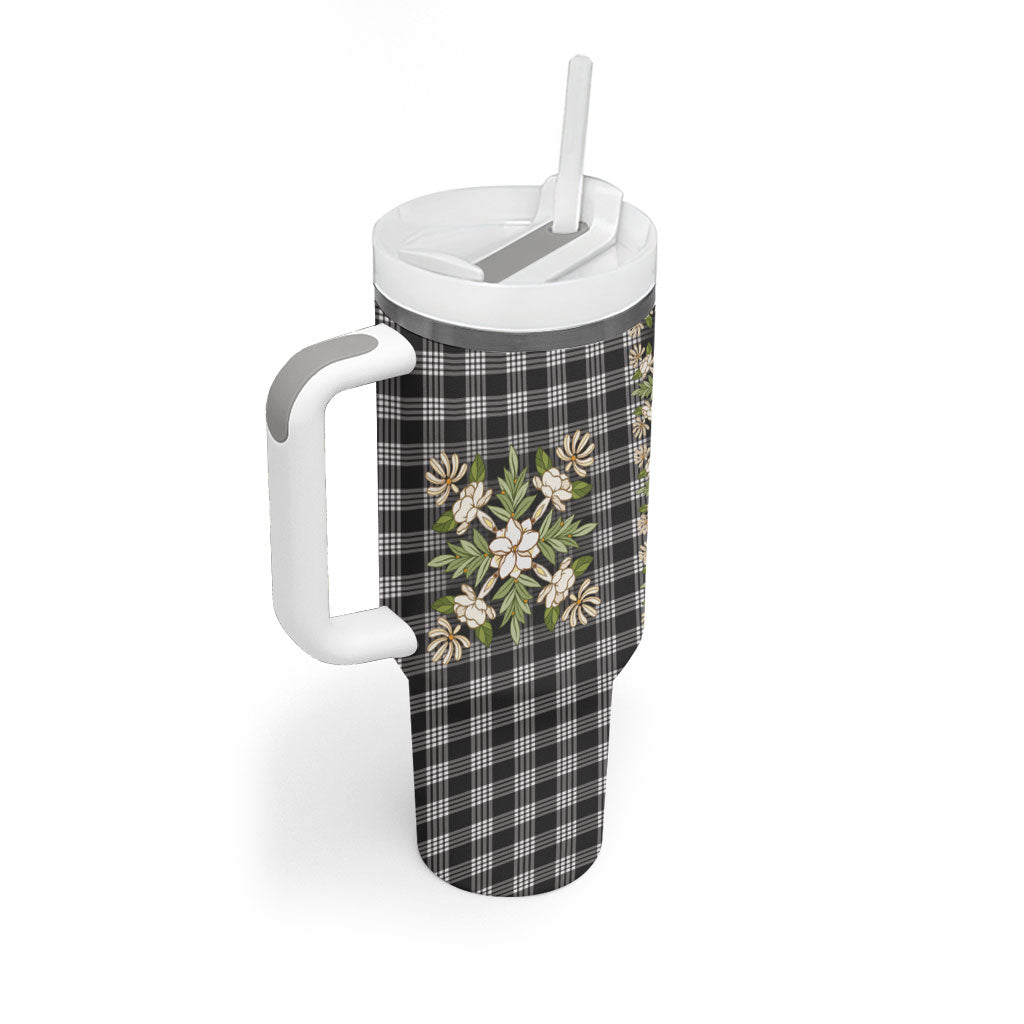 Pauli Hawai'i Palaka Squares Maile Leaf Tumbler With Handle Flowers Hawaiian Quilt Patterns LT9 - Polynesian Pride