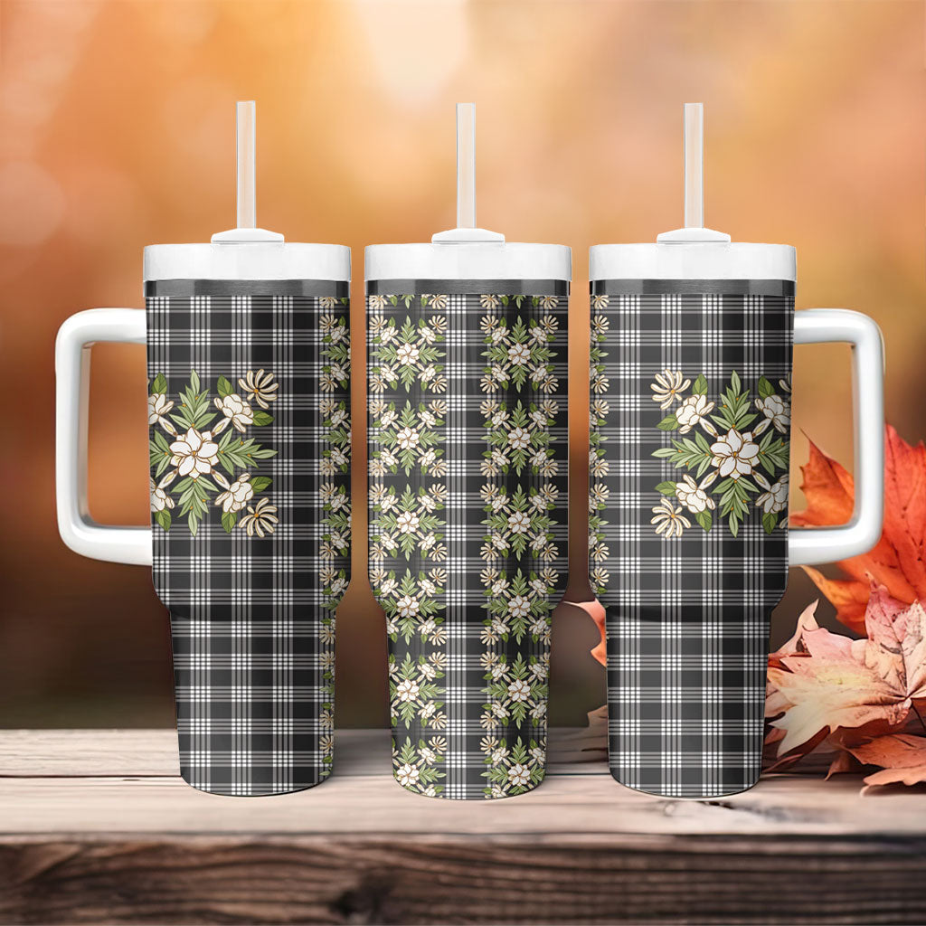 Pauli Hawai'i Palaka Squares Maile Leaf Tumbler With Handle Flowers Hawaiian Quilt Patterns LT9 - Polynesian Pride