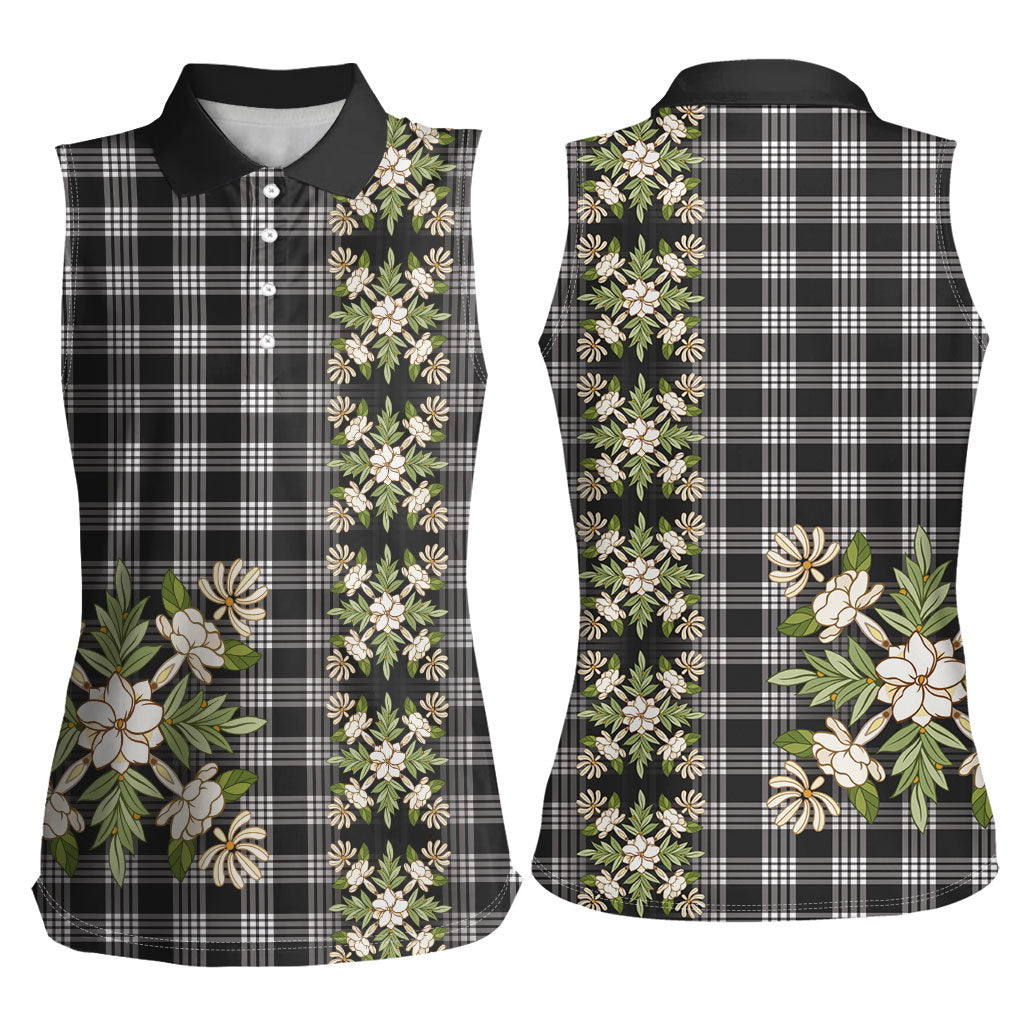 Pauli Hawai'i Palaka Squares Maile Leaf Women Sleeveless Polo Shirt Flowers Hawaiian Quilt Patterns LT9 - Polynesian Pride