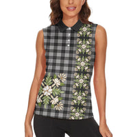 Pauli Hawai'i Palaka Squares Maile Leaf Women Sleeveless Polo Shirt Flowers Hawaiian Quilt Patterns LT9 - Polynesian Pride