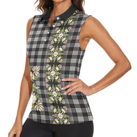 Pauli Hawai'i Palaka Squares Maile Leaf Women Sleeveless Polo Shirt Flowers Hawaiian Quilt Patterns LT9 - Polynesian Pride