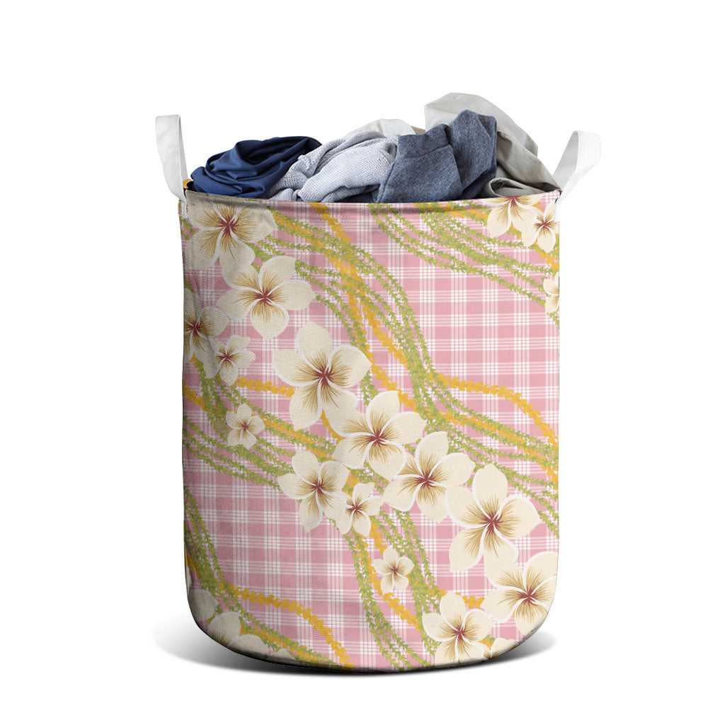 Akala Hamele Palaka Plumeria Laundry Basket Puakenikeni and Maile Lei LT9 - Polynesian Pride