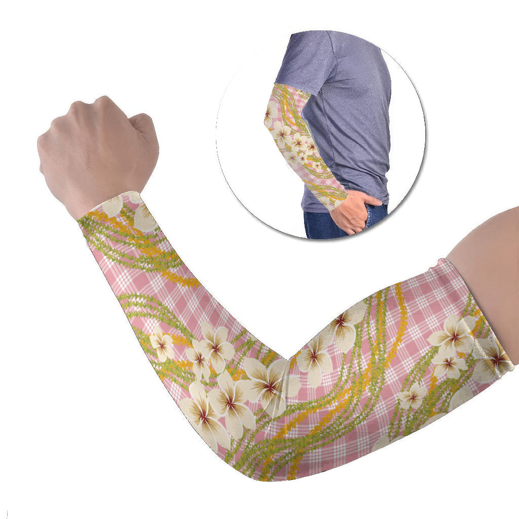 Akala Hamele Palaka Plumeria Arm Sleeves Puakenikeni and Maile Lei LT9 Set of 2 Dusty Rose - Polynesian Pride