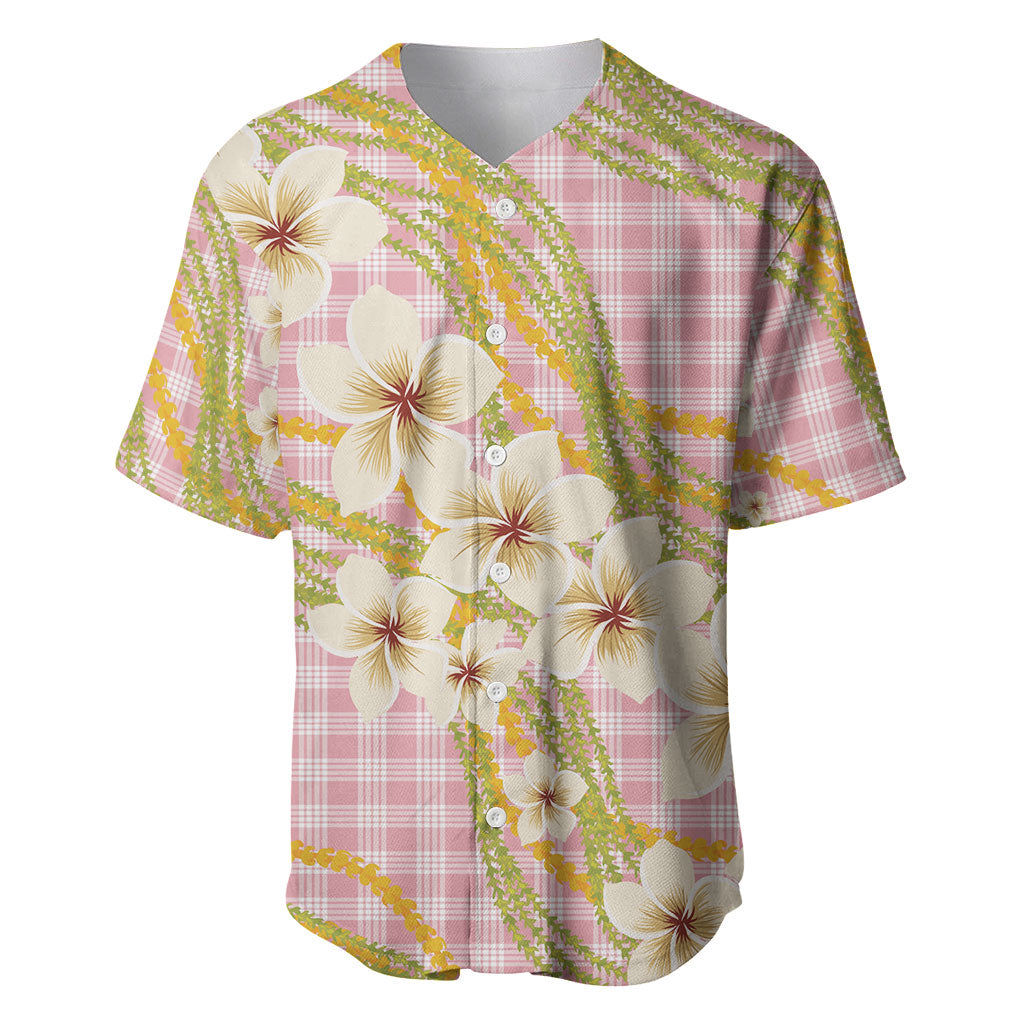 Akala Hamele Palaka Plumeria Baseball Jersey Puakenikeni and Maile Lei LT9 Dusty Rose - Polynesian Pride