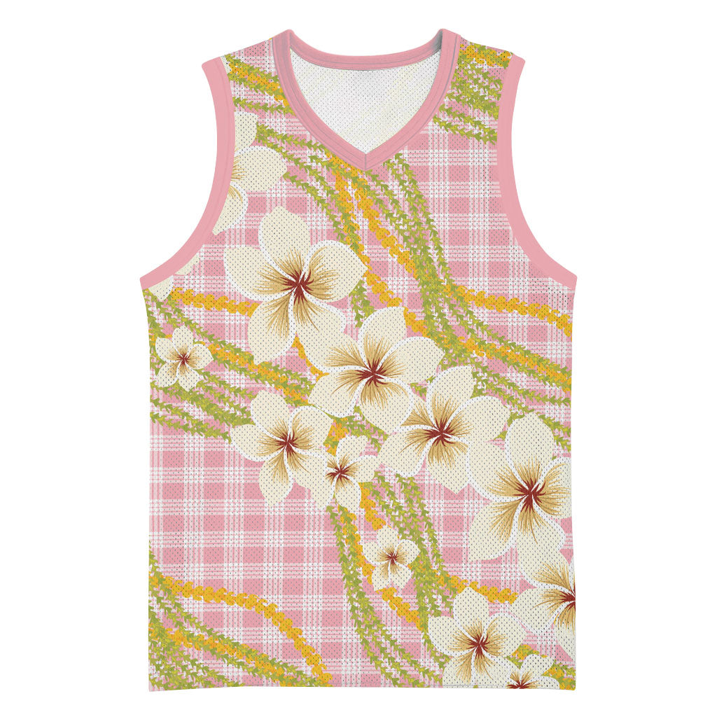 Akala Hamele Palaka Plumeria Basketball Jersey Puakenikeni and Maile Lei LT9 Unisex Dusty Rose - Polynesian Pride