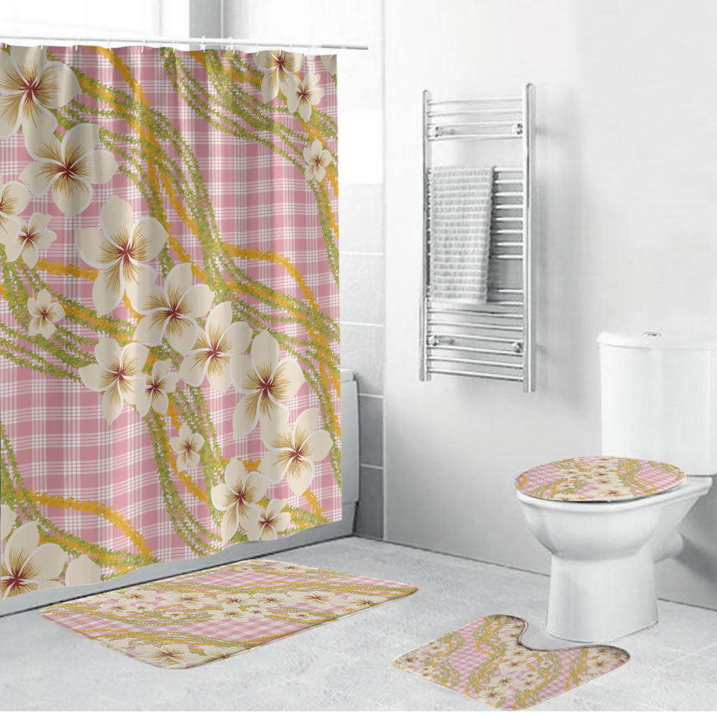 Akala Hamele Palaka Plumeria Bathroom Set Puakenikeni and Maile Lei LT9 Bathroom Set (4 pcs) Dusty Rose - Polynesian Pride