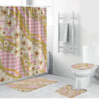 Akala Hamele Palaka Plumeria Bathroom Set Puakenikeni and Maile Lei LT9 Bathroom Set (4 pcs) Dusty Rose - Polynesian Pride