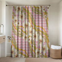 Akala Hamele Palaka Plumeria Bathroom Set Puakenikeni and Maile Lei LT9 Shower Curtain Only Dusty Rose - Polynesian Pride