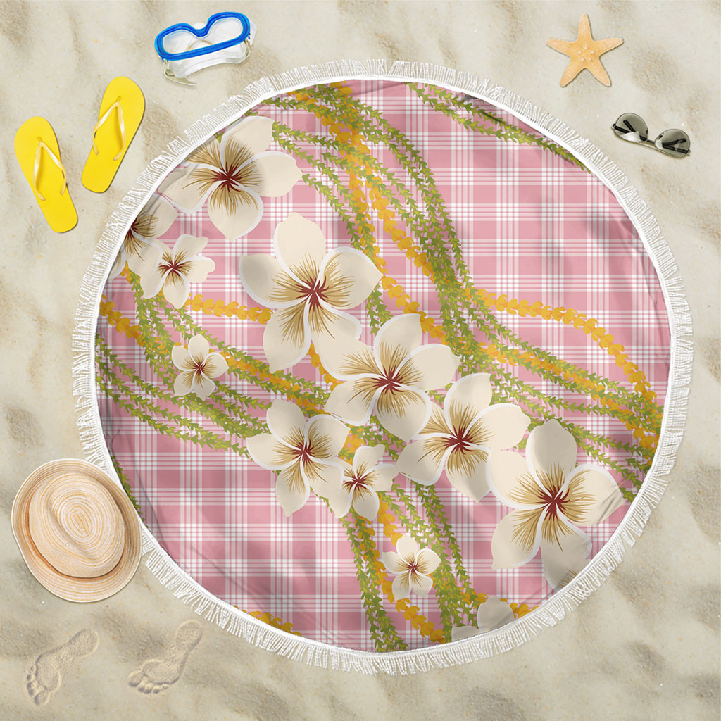 Akala Hamele Palaka Plumeria Beach Blanket Puakenikeni and Maile Lei LT9 One Size 150cm Dusty Rose - Polynesian Pride