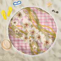 Akala Hamele Palaka Plumeria Beach Blanket Puakenikeni and Maile Lei LT9 One Size 150cm Dusty Rose - Polynesian Pride
