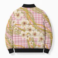 Akala Hamele Palaka Plumeria Bomber Puffer Jacket Puakenikeni and Maile Lei LT9 - Polynesian Pride