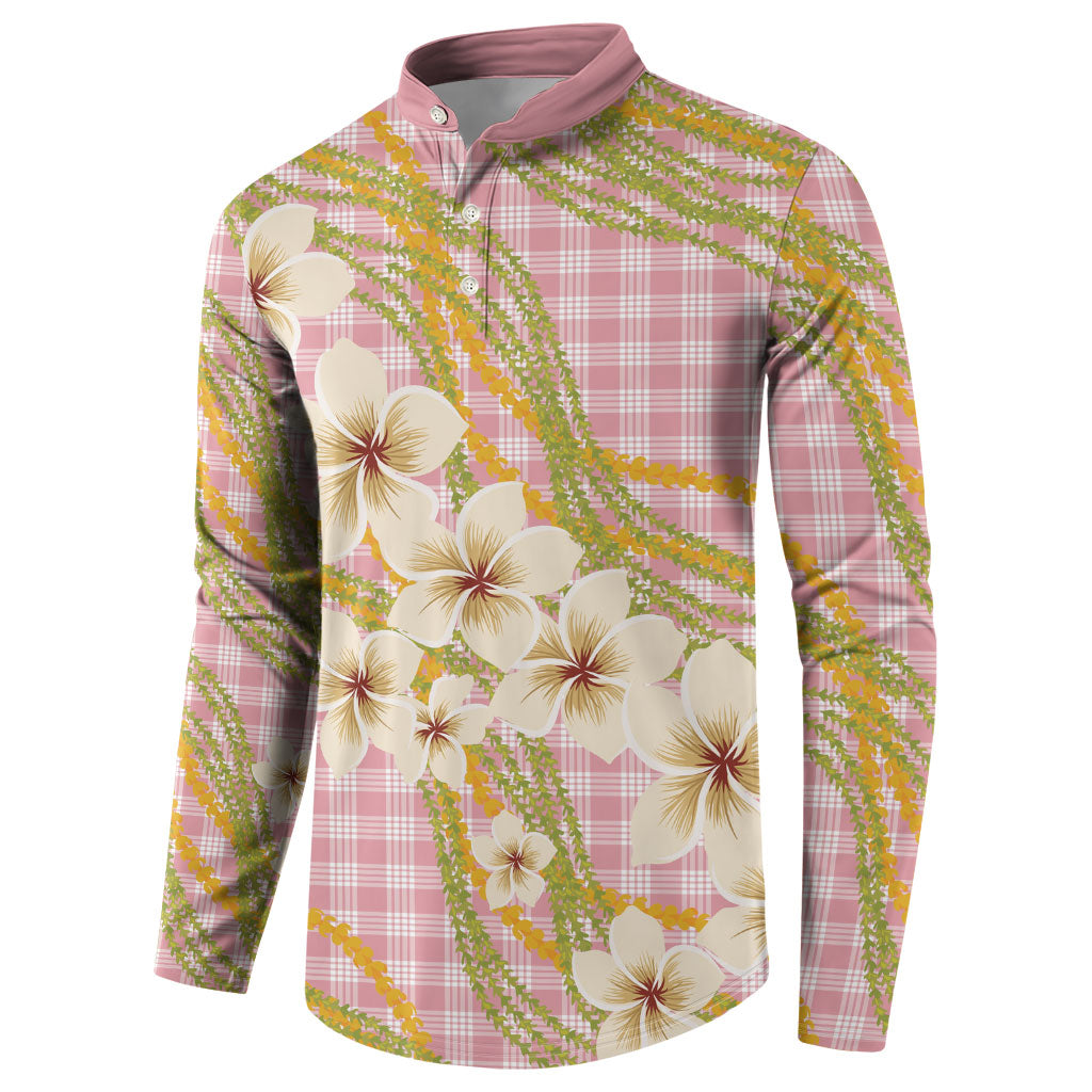 Akala Hamele Palaka Plumeria Button Sweatshirt Puakenikeni and Maile Lei LT9 - Polynesian Pride