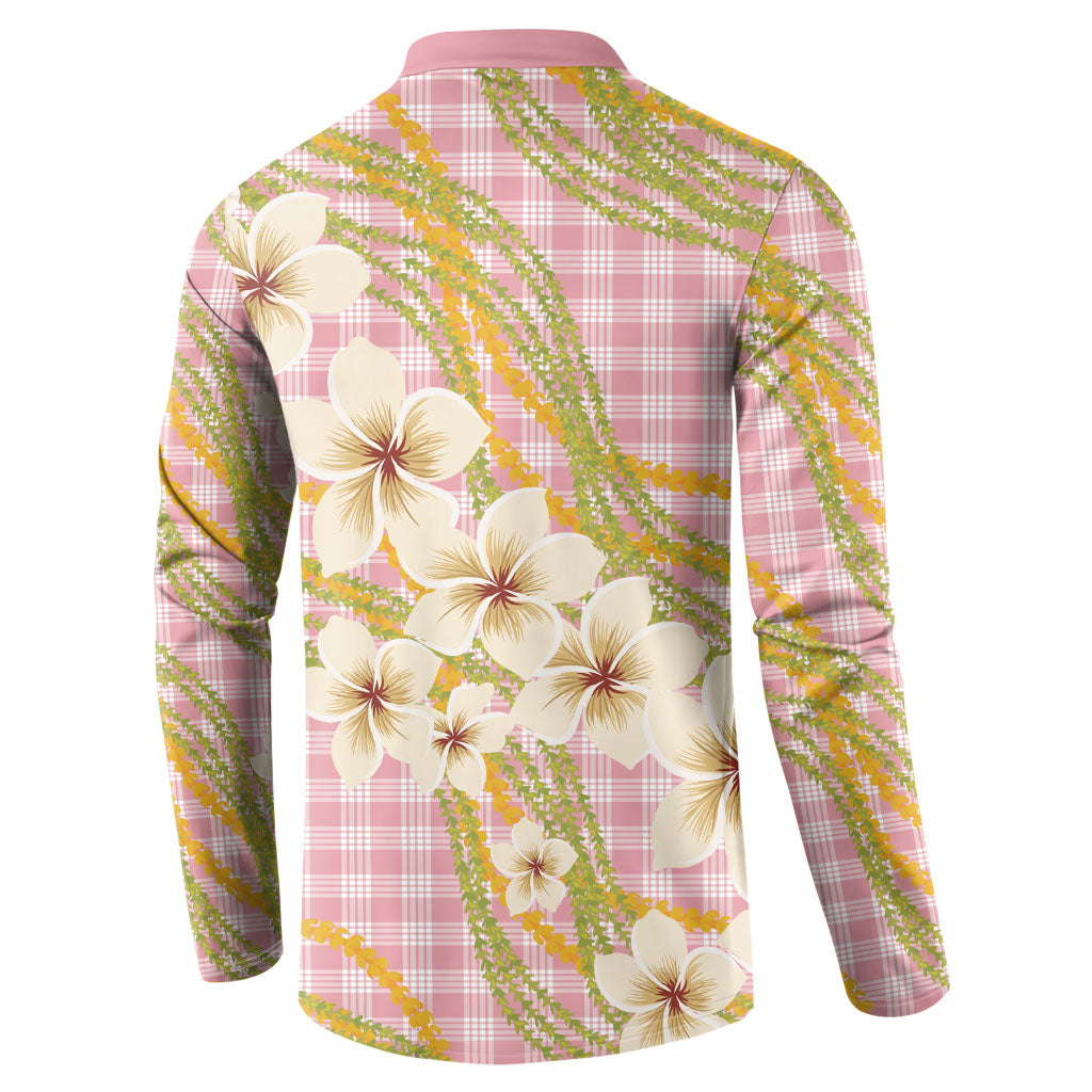 Akala Hamele Palaka Plumeria Button Sweatshirt Puakenikeni and Maile Lei LT9 - Polynesian Pride