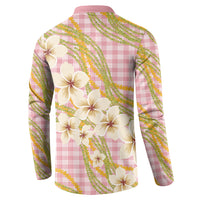 Akala Hamele Palaka Plumeria Button Sweatshirt Puakenikeni and Maile Lei LT9 - Polynesian Pride
