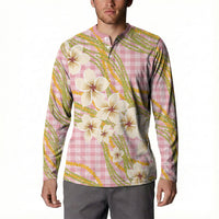 Akala Hamele Palaka Plumeria Button Sweatshirt Puakenikeni and Maile Lei LT9 - Polynesian Pride