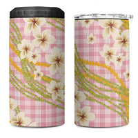 Akala Hamele Palaka Plumeria 4 in 1 Can Cooler Tumbler Puakenikeni and Maile Lei LT9 One Size: 16 oz Dusty Rose - Polynesian Pride