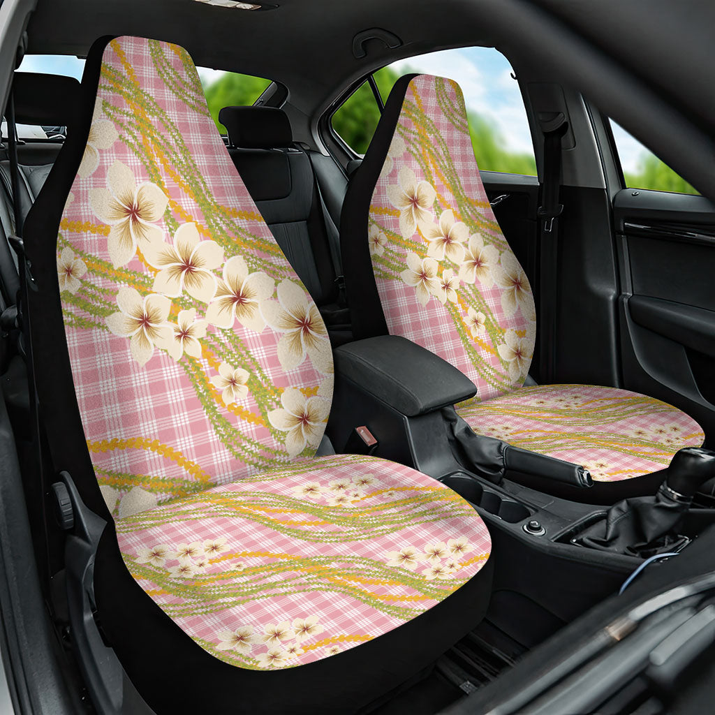 Akala Hamele Palaka Plumeria Car Seat Cover Puakenikeni and Maile Lei LT9 One Size Dusty Rose - Polynesian Pride