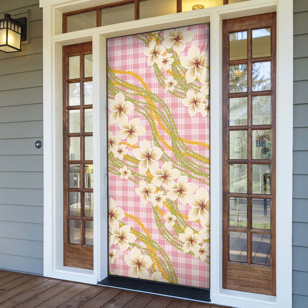 Akala Hamele Palaka Plumeria Door Cover Puakenikeni and Maile Lei LT9 - Polynesian Pride