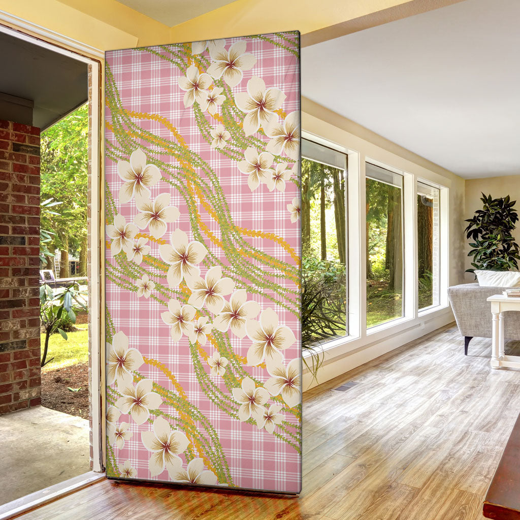 Akala Hamele Palaka Plumeria Door Cover Puakenikeni and Maile Lei LT9 - Polynesian Pride
