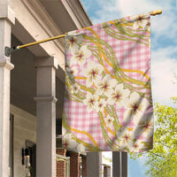 Akala Hamele Palaka Plumeria Garden Flag Puakenikeni and Maile Lei LT9 House Flag Dusty Rose - Polynesian Pride