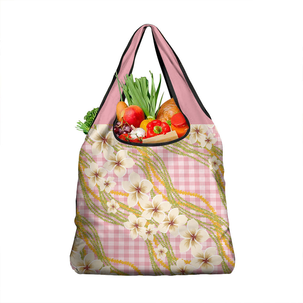 Akala Hamele Palaka Plumeria Grocery Bag Puakenikeni and Maile Lei LT9 1-pack One Size Dusty Rose - Polynesian Pride