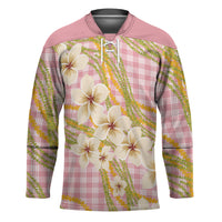 Akala Hamele Palaka Plumeria Hockey Jersey Puakenikeni and Maile Lei LT9 Unisex Dusty Rose - Polynesian Pride