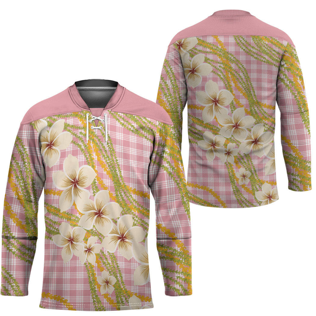 Akala Hamele Palaka Plumeria Hockey Jersey Puakenikeni and Maile Lei LT9 - Polynesian Pride