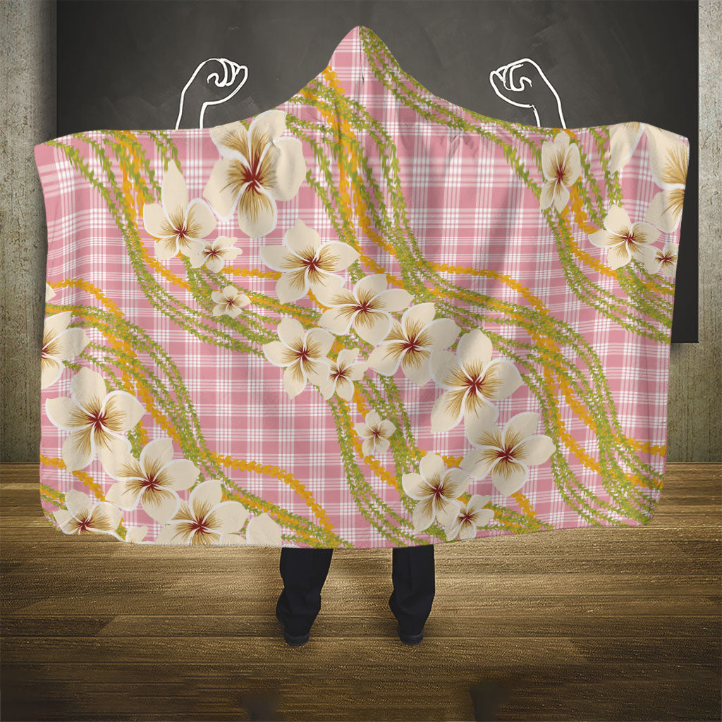 Akala Hamele Palaka Plumeria Hooded Blanket Puakenikeni and Maile Lei LT9 - Polynesian Pride
