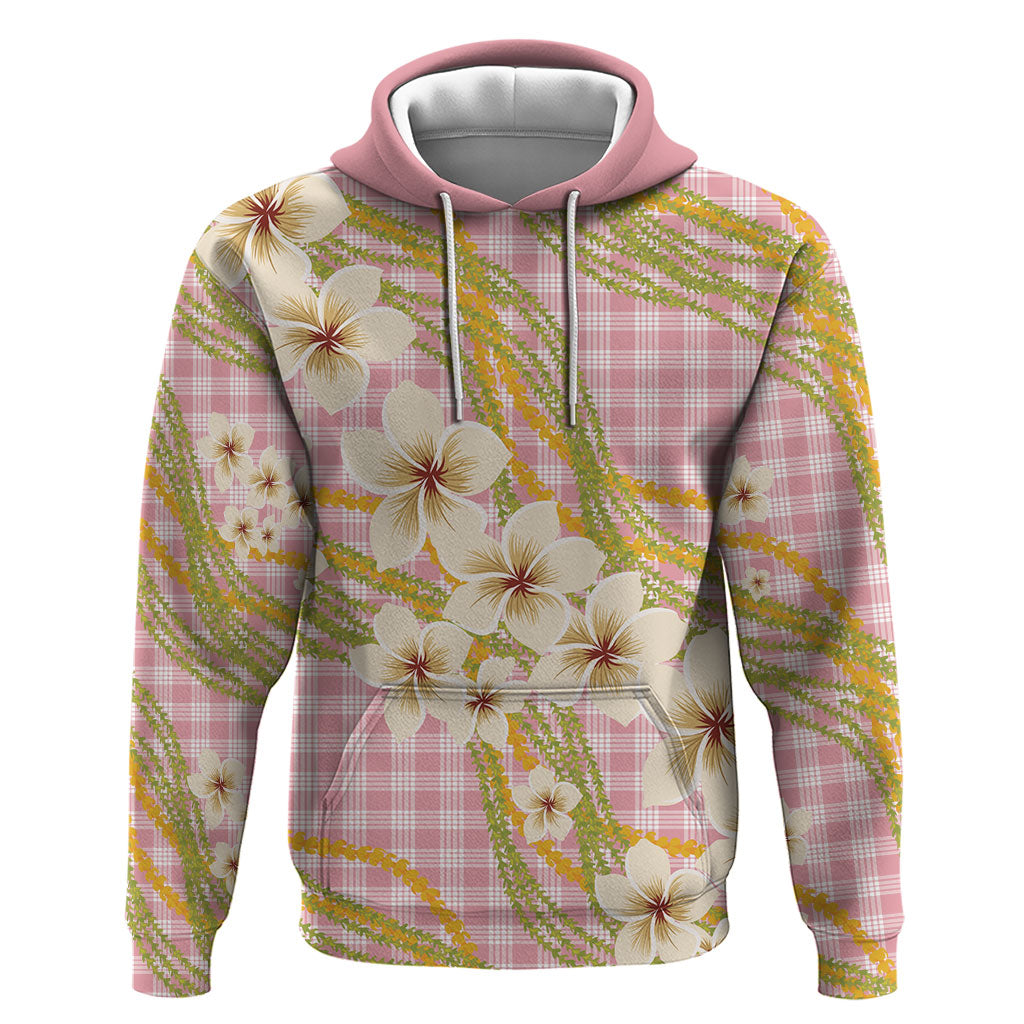 Akala Hamele Palaka Plumeria Hoodie Puakenikeni and Maile Lei LT9 Pullover Hoodie Dusty Rose - Polynesian Pride