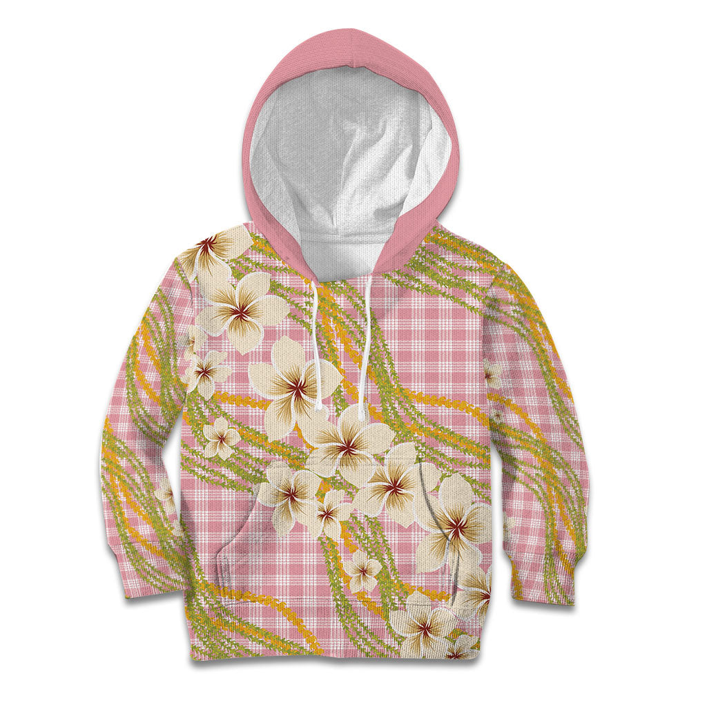 Akala Hamele Palaka Plumeria Kid Hoodie Puakenikeni and Maile Lei LT9 Hoodie Dusty Rose - Polynesian Pride