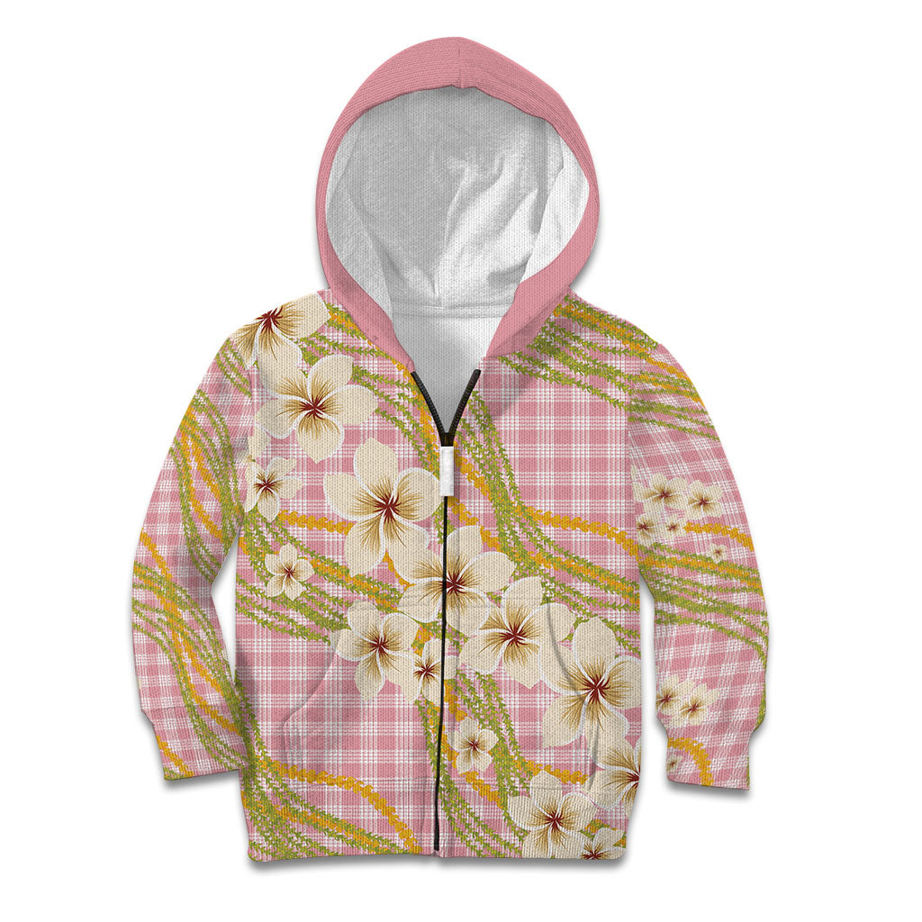 Akala Hamele Palaka Plumeria Kid Hoodie Puakenikeni and Maile Lei LT9 Zip Hoodie Dusty Rose - Polynesian Pride