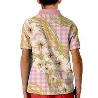 Akala Hamele Palaka Plumeria Kid Polo Shirt Puakenikeni and Maile Lei LT9 - Polynesian Pride