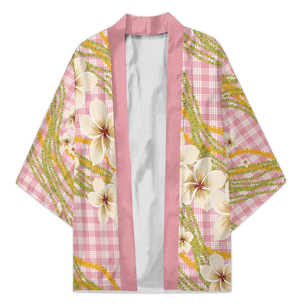 Akala Hamele Palaka Plumeria Kimono Puakenikeni and Maile Lei LT9 Unisex Dusty Rose - Polynesian Pride