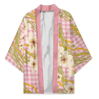 Akala Hamele Palaka Plumeria Kimono Puakenikeni and Maile Lei LT9 Unisex Dusty Rose - Polynesian Pride