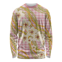 Akala Hamele Palaka Plumeria Long Sleeve Shirt Puakenikeni and Maile Lei LT9 Unisex Dusty Rose - Polynesian Pride