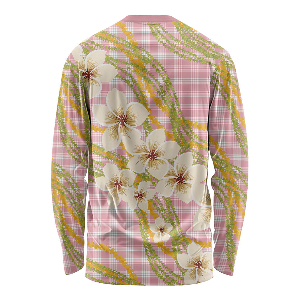 Akala Hamele Palaka Plumeria Long Sleeve Shirt Puakenikeni and Maile Lei LT9 - Polynesian Pride
