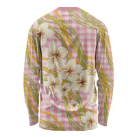 Akala Hamele Palaka Plumeria Long Sleeve Shirt Puakenikeni and Maile Lei LT9 - Polynesian Pride