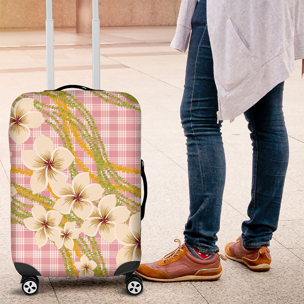 Akala Hamele Palaka Plumeria Luggage Cover Puakenikeni and Maile Lei LT9 Dusty Rose - Polynesian Pride