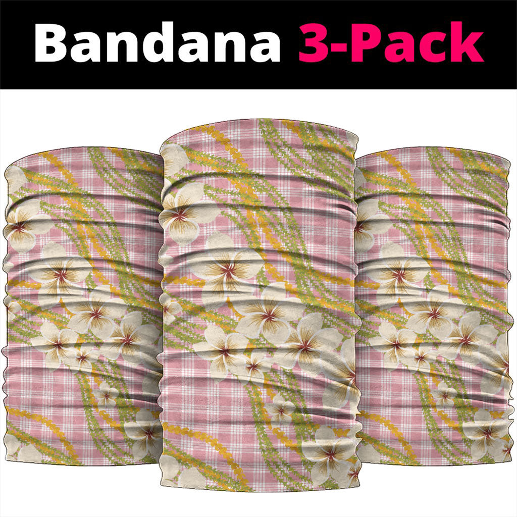 Akala Hamele Palaka Plumeria Neck Gaiter Puakenikeni and Maile Lei LT9 package One Size: 25*50cm Dusty Rose - Polynesian Pride