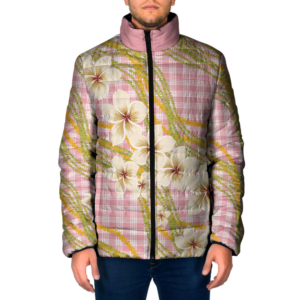 Akala Hamele Palaka Plumeria Padded Jacket Puakenikeni and Maile Lei LT9 Men Dusty Rose - Polynesian Pride