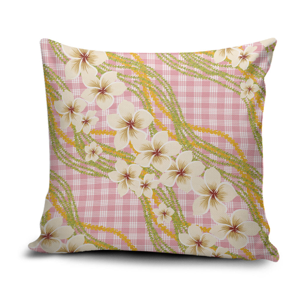 Akala Hamele Palaka Plumeria Pillow Cover Puakenikeni and Maile Lei LT9 Dusty Rose - Polynesian Pride