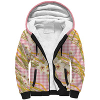 Akala Hamele Palaka Plumeria Sherpa Hoodie Puakenikeni and Maile Lei LT9 Unisex Dusty Rose - Polynesian Pride