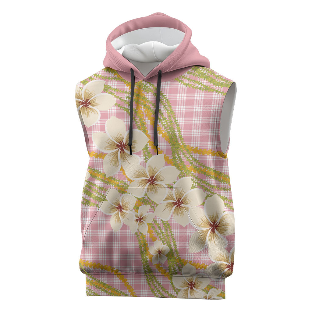 Akala Hamele Palaka Plumeria Sleeveless Hoodie Puakenikeni and Maile Lei LT9 Dusty Rose - Polynesian Pride