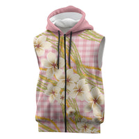 Akala Hamele Palaka Plumeria Sleeveless Zip Hoodie Puakenikeni and Maile Lei LT9 Dusty Rose - Polynesian Pride